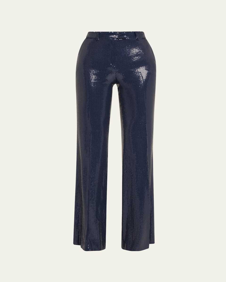 Haylee Sequined Flare Crepe Trousers